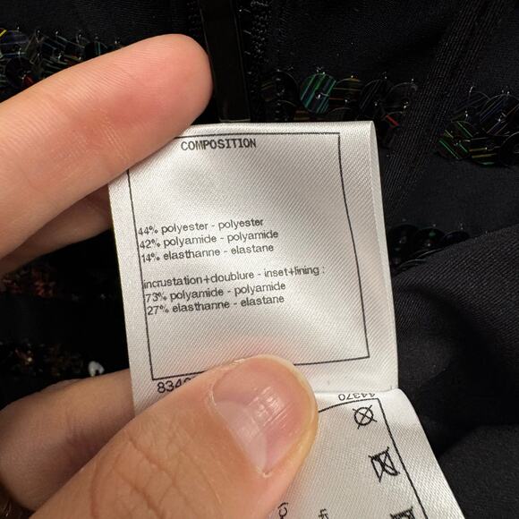 NWT Chanel Black Sequin Embellished Sleeveless Hooded Zip Up Vest Womens 6 - Picture 4 of 9